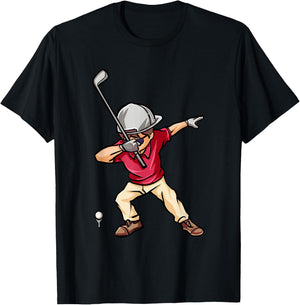 Dabbing Golf Player Golfer Golfing Funny Kids Boys Dab Dance T-Shirt - T-Shirt | Black