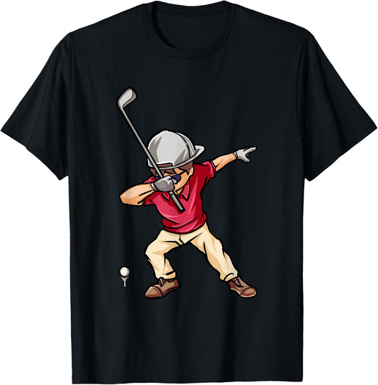 Dabbing Golf Player Golfer Golfing Funny Kids Boys Dab Dance T-Shirt - T-Shirt | Black