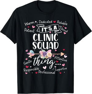 Clinic Squad School Nurse Team Crew Mother's Day Elemtary T-Shirt - T-Shirt | Black