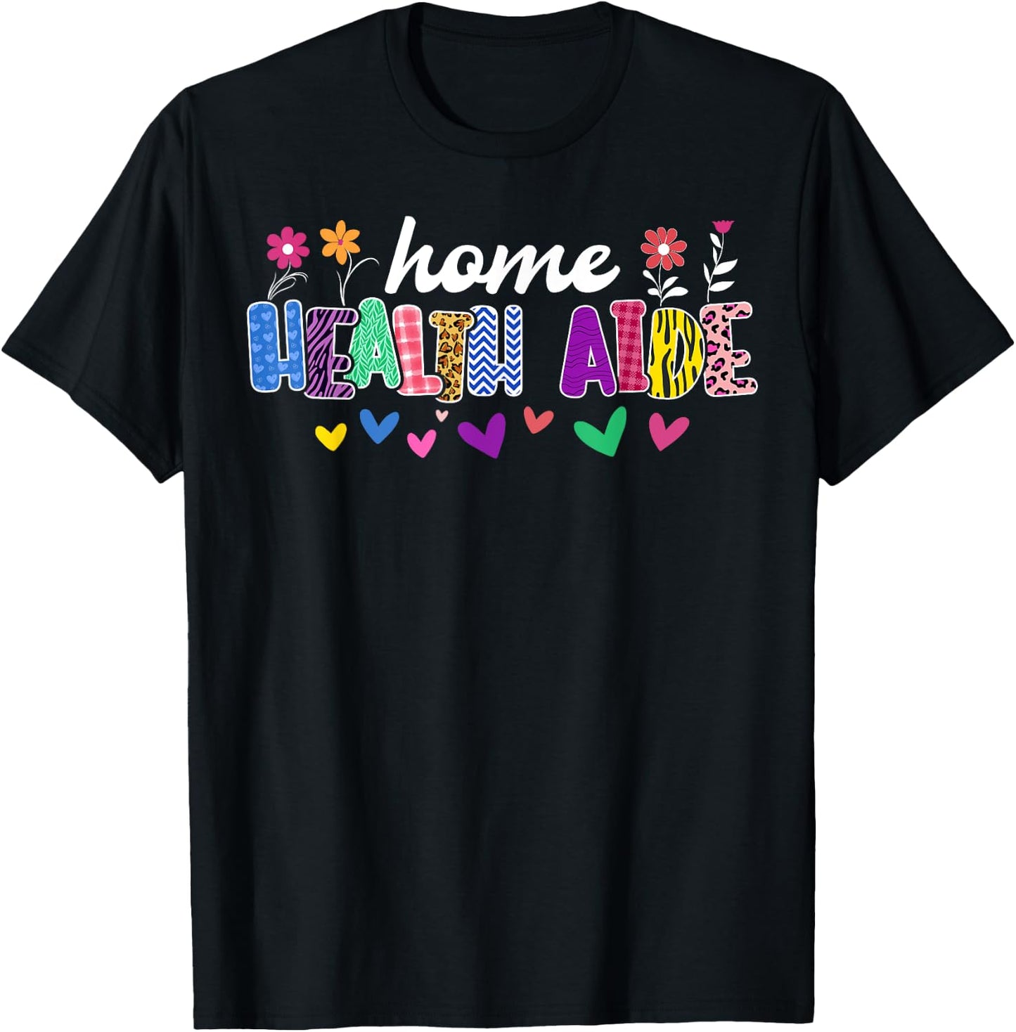 Home Health Aide Heart Leopard T-Shirt - T-Shirt | Black