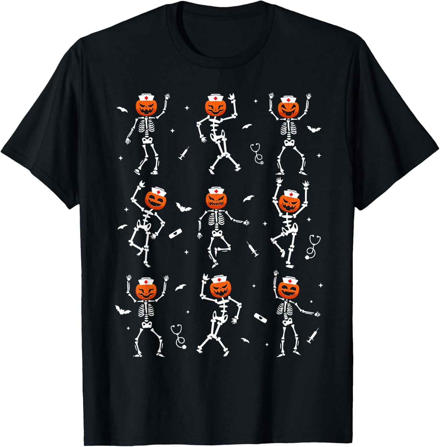 Funny Dancing Skeleton Nurse Halloween healthcare Crew RN T-Shirt - T-Shirt | Black