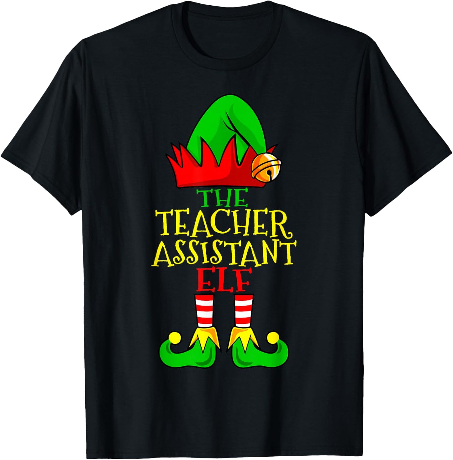 The Teacher Assistant Elf - Teaching Assistant Christmas T-Shirt - T-Shirt | Black