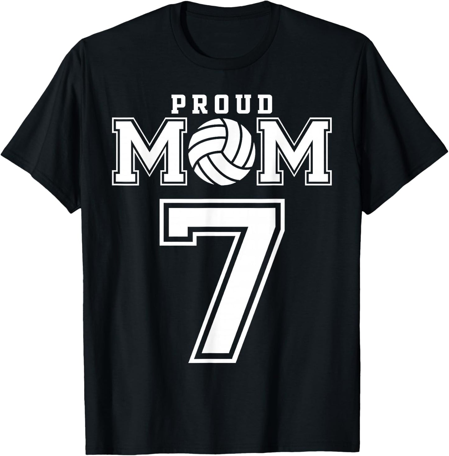 Custom Proud Volleyball Mom Number 7 Personalized Women T-Shirt - T-Shirt | Black