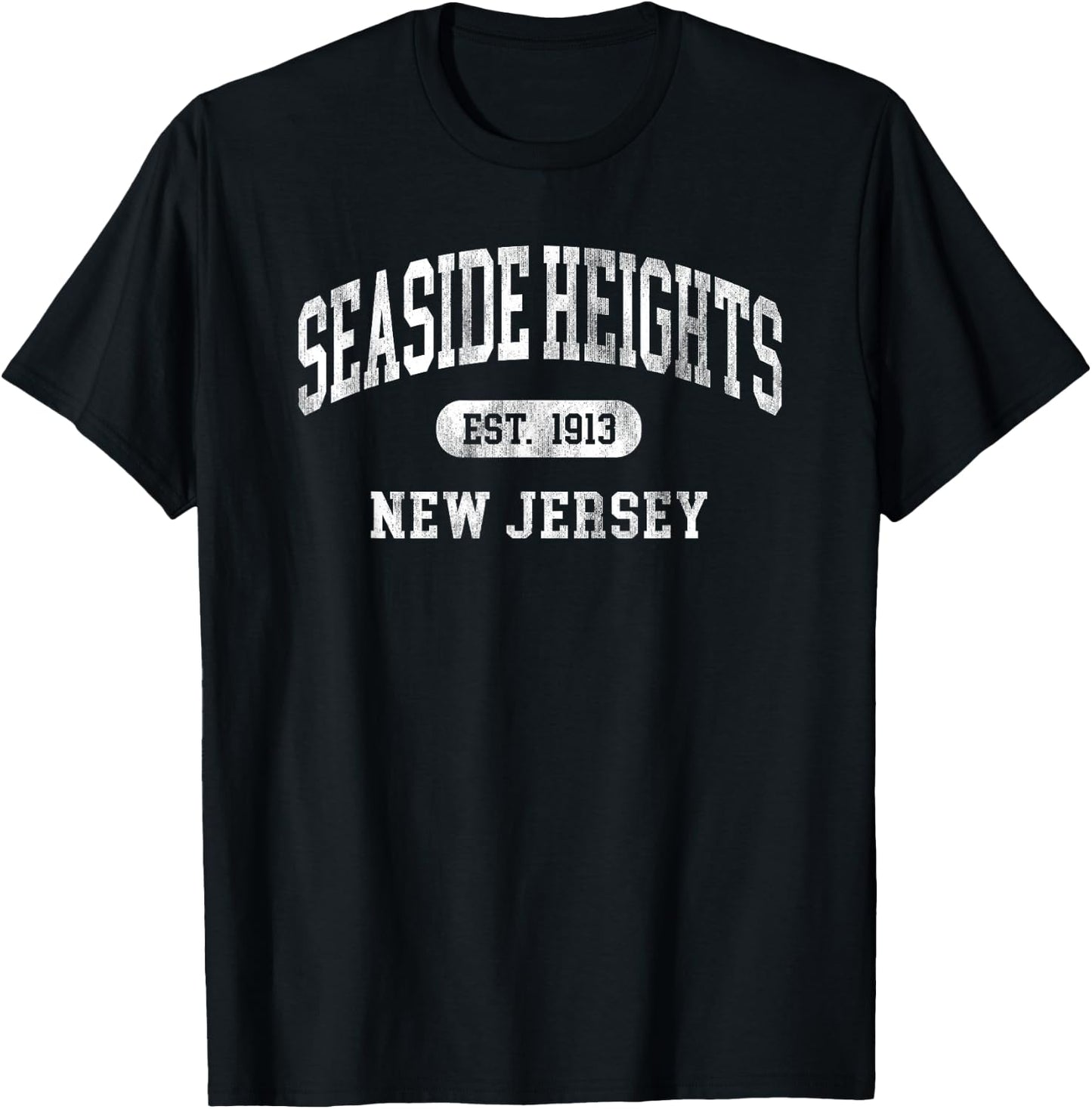 Vintage Seaside Heights New Jersey Souvenir Retro Throwback T-Shirt - T-Shirt | Black