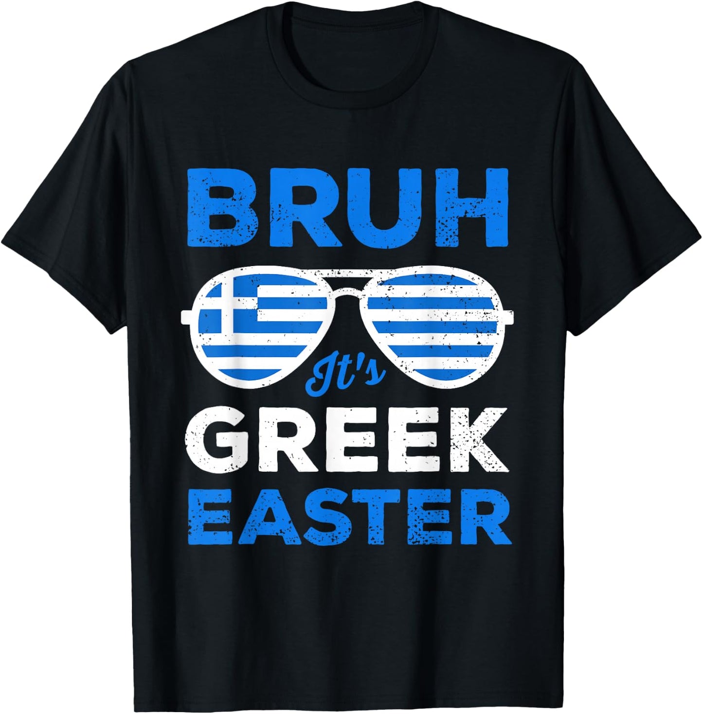 Greek Easter Bruh Funny Retro Sunglasses Greek Easter Boys T-Shirt - T-Shirt | Black