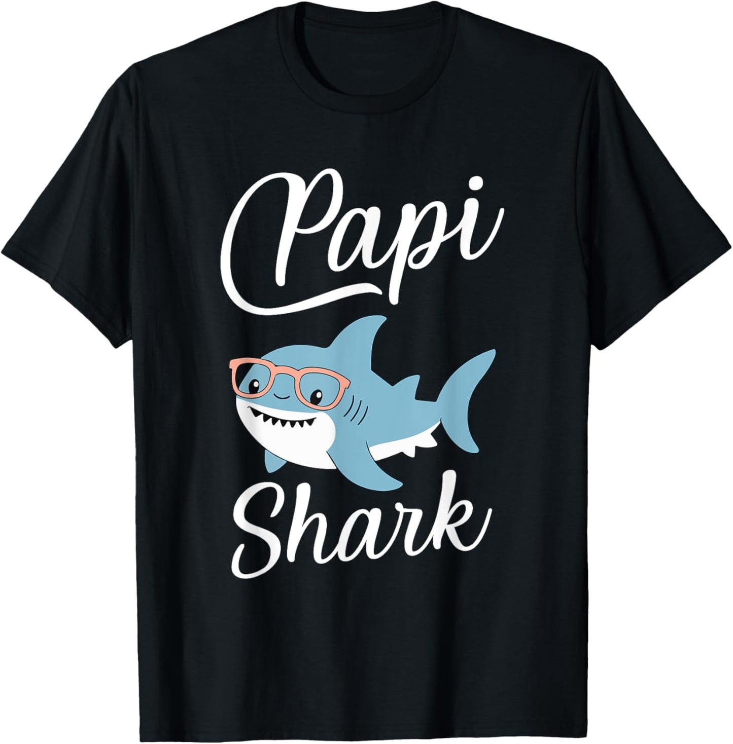 Papi Shark Funny Matching Family Grandpa T-Shirt - T-Shirt | Black