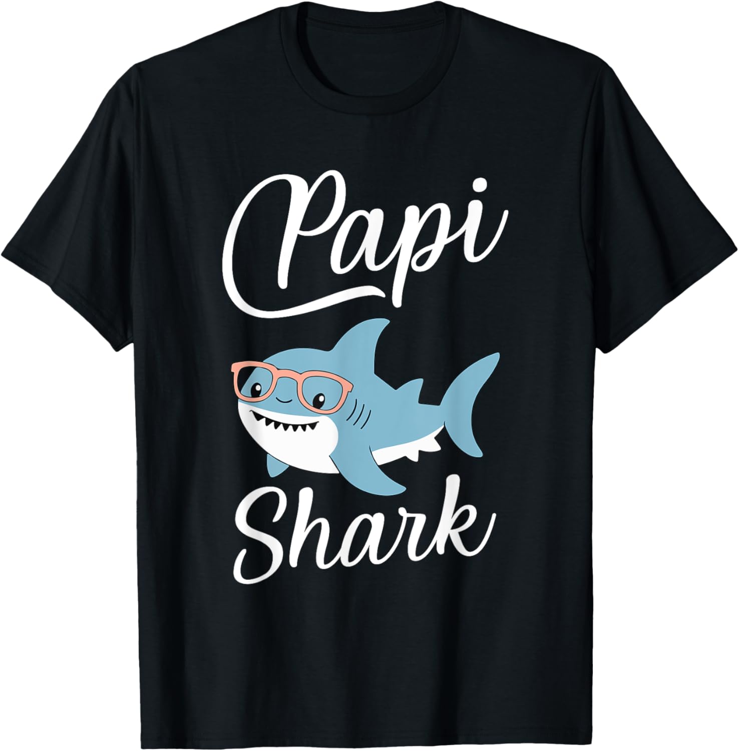 Papi Shark Funny Matching Family Grandpa T-Shirt - T-Shirt | Black