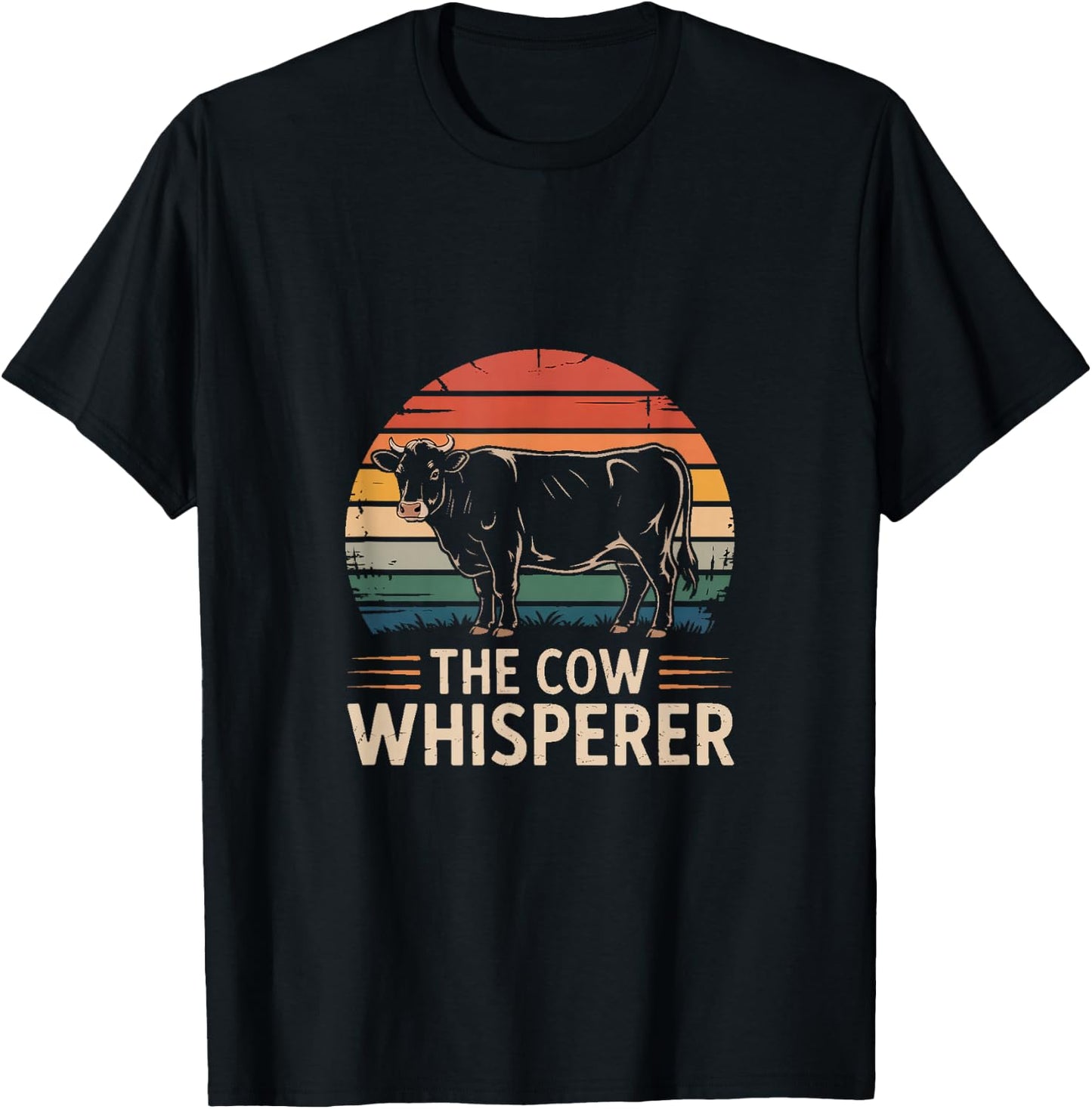 The Cow Whisperer Retro Farmer Cattle Herder T-Shirt - T-Shirt | Black