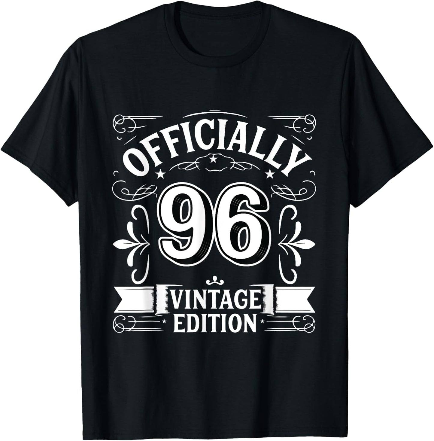 Officially 96 Year Old - Vintage Funny 96th Birthday T-Shirt - T-Shirt | Black
