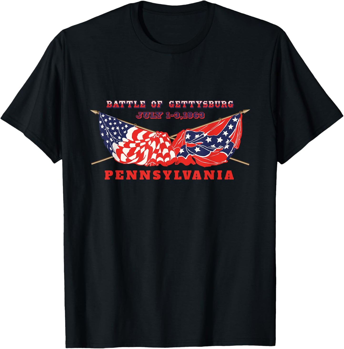Vintage American Civil War Battle of Gettysburg Pennsylvania T-Shirt - T-Shirt | Black