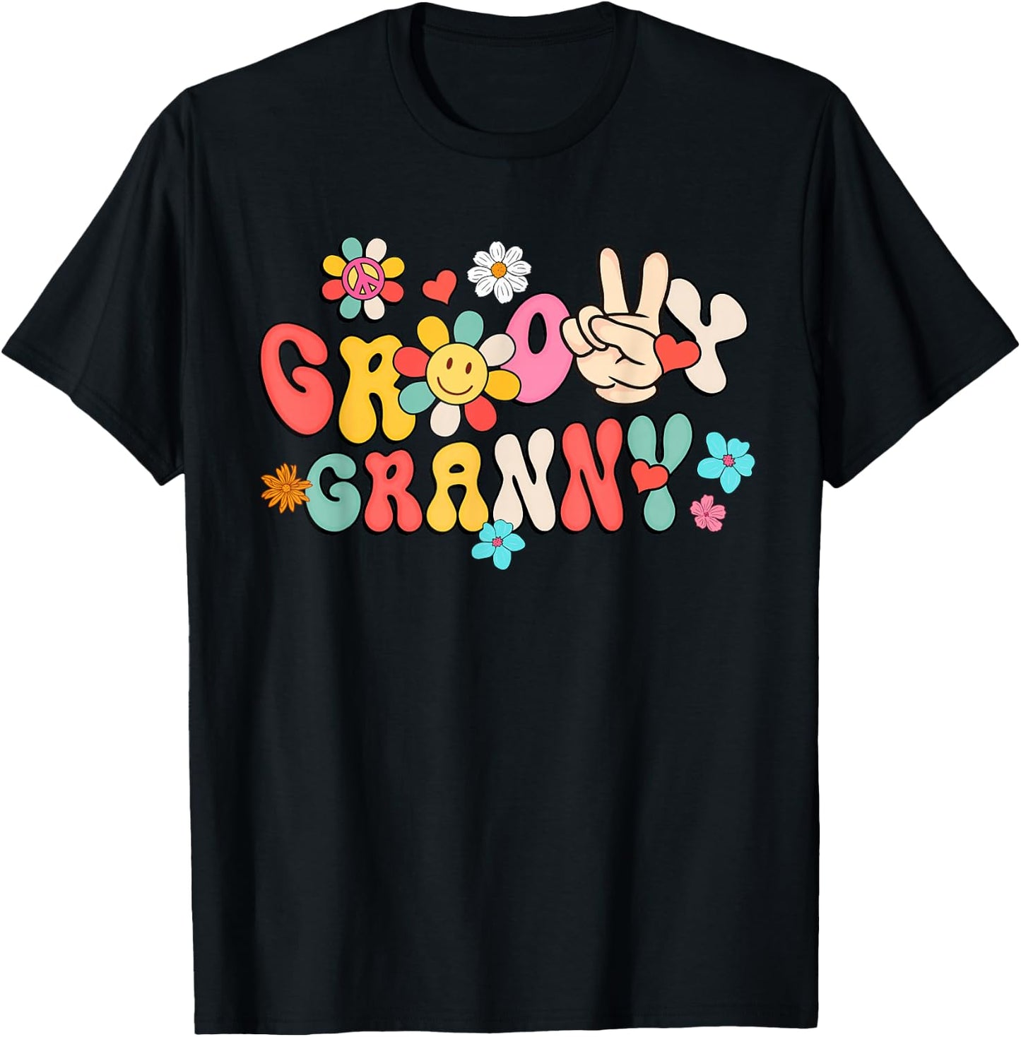 Retro Groovy Granny Family Matching Mother's Day Gifts T-Shirt - T-Shirt | Black