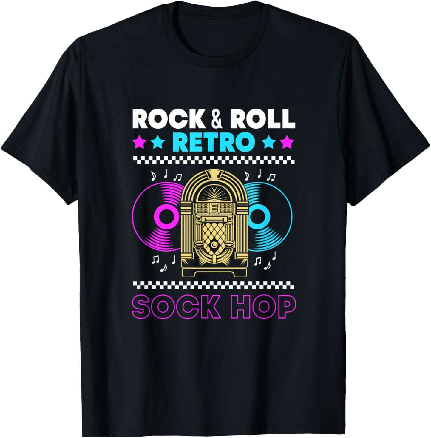 Rock And Roll Jukebox Music 50s Retro Sock Hop T-Shirt - T-Shirt | Black