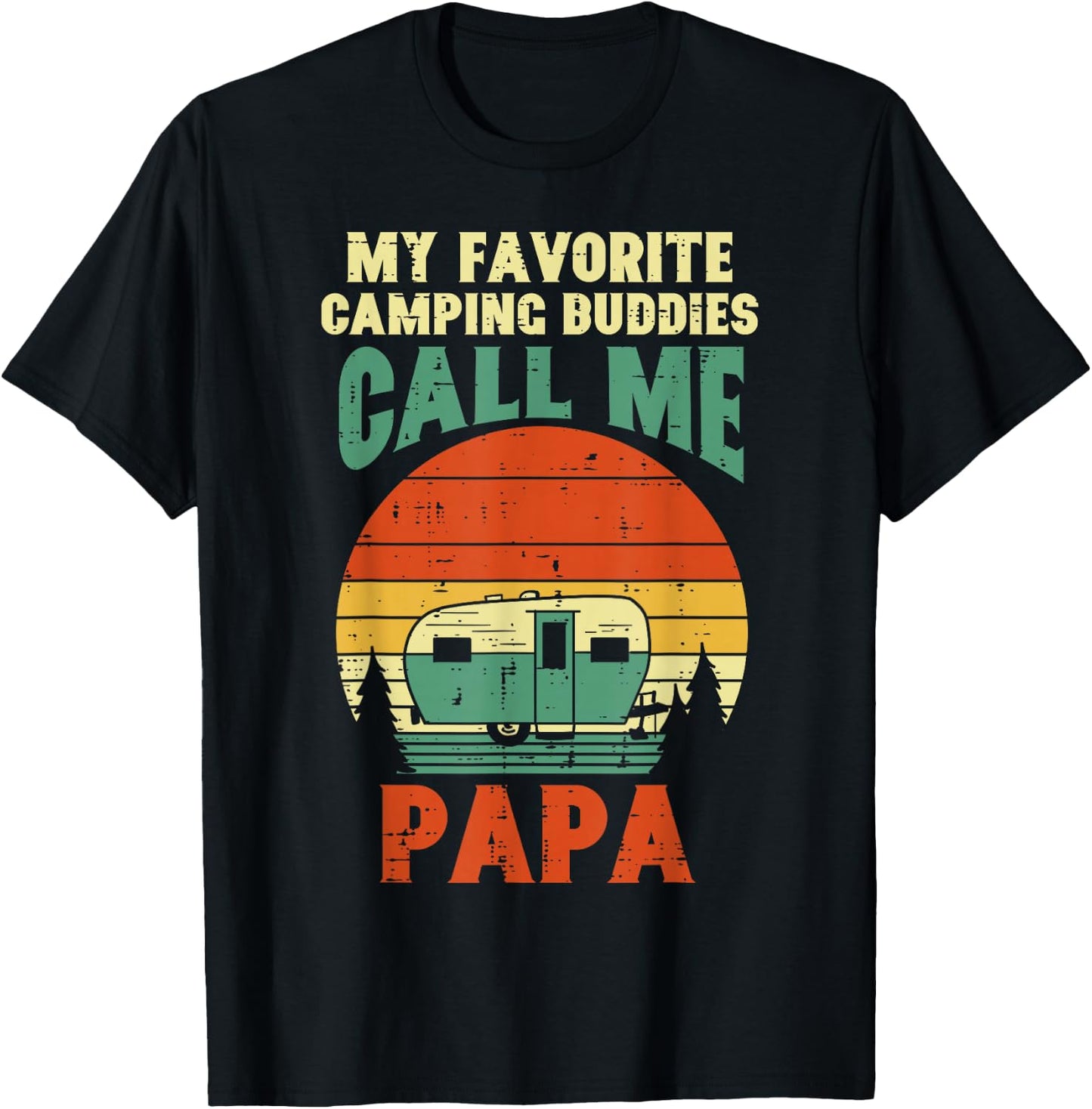 Favorite Camping Buddies Call Me Papa Retro Outdoor Dad Men T-Shirt - T-Shirt | Black