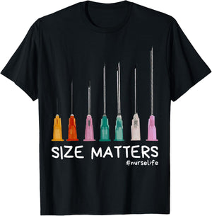 Needle Size Matters Funny Nursing CNA Nurse Life T-Shirt - T-Shirt | Black