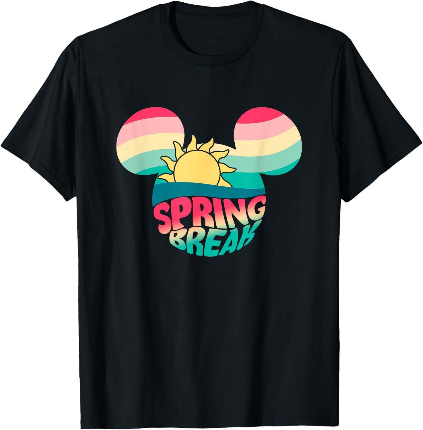 Disney Mickey And Friends Spring Break Mickey Silhouette T-Shirt - T-Shirt | Black