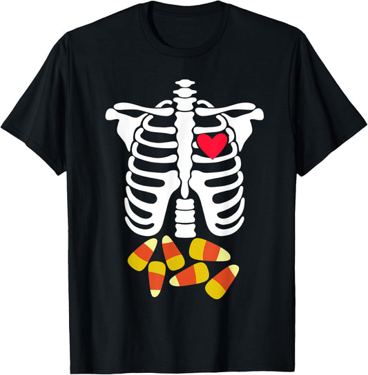 Funny Xray Halloween Costume Rib Cage Skeleton Candy Corn T-Shirt - T-Shirt | Black