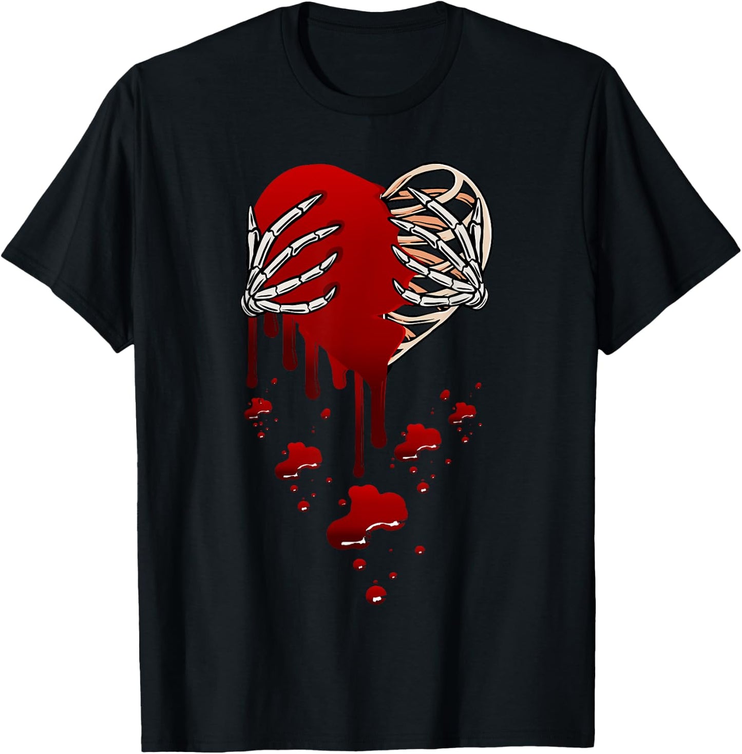 Crazy Love Skeleton Blood Injected Heart Valentine's Greeting T-Shirt - T-Shirt | Black