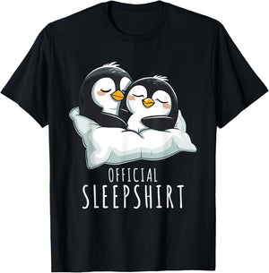 Official Sleepshirt Apparel Penguin-Themed Pajama Black Small T-Shirt - T-Shirt | Black