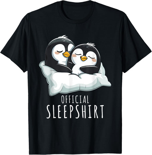 Official Sleepshirt Apparel Penguin-Themed Pajama Black Small T-Shirt - T-Shirt | Black