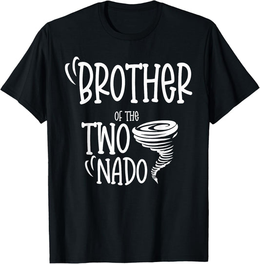 Brother of the Two-nado Tornado Themed 2nd Birthday Boy T-Shirt - T-Shirt | Black