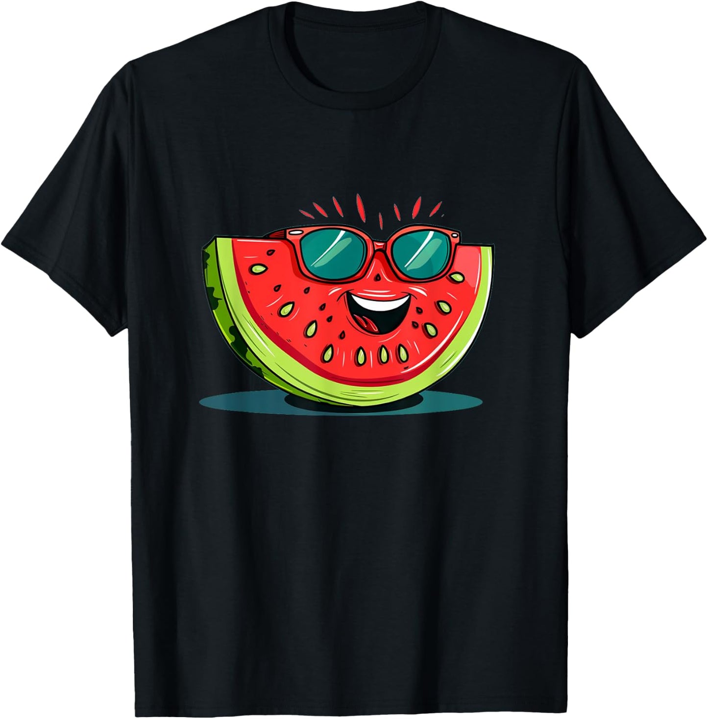 Awesome Watermelon Face with Sunglasses for Summer Fruits Women Girls Kids T-Shirt - T-Shirt | Black