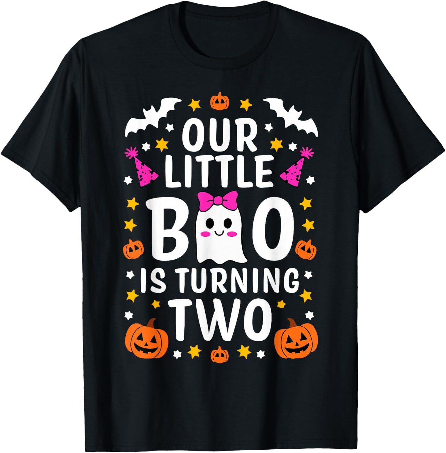 Our Little Boo Is Turning Two Yr 2nd Birthday Girl Halloween T-Shirt - T-Shirt | Black