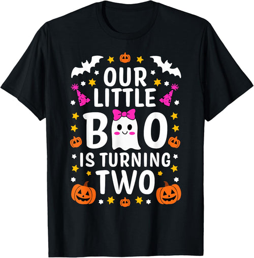 Our Little Boo Is Turning Two Yr 2nd Birthday Girl Halloween