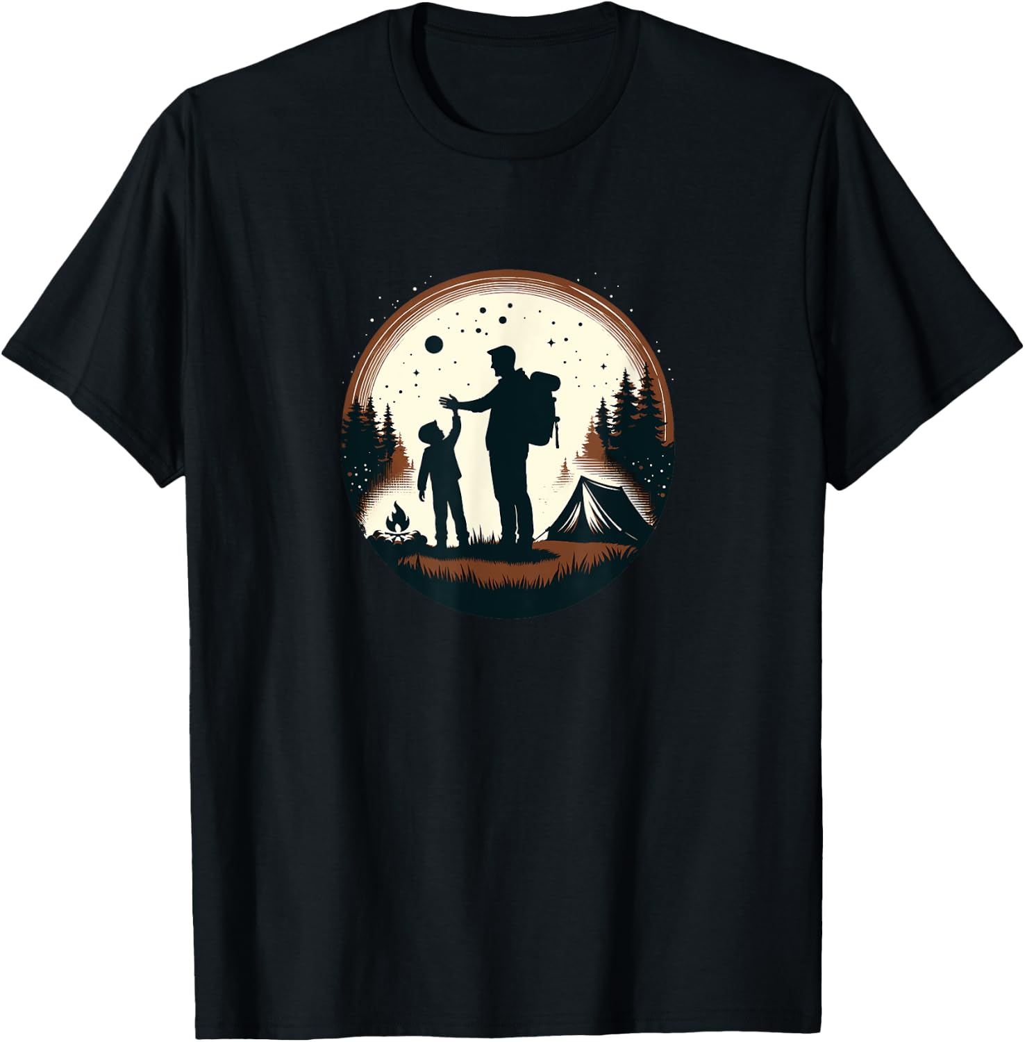 father son hiking mountain Camping Buddies son dad camp T-Shirt - T-Shirt | Black