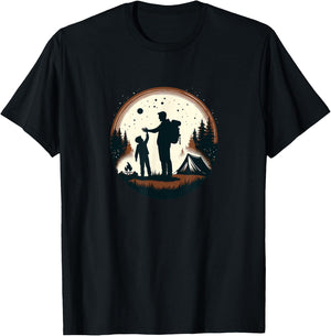 father son hiking mountain Camping Buddies son dad camp T-Shirt - T-Shirt | Black