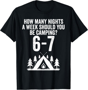 Funny 67 Meme Six Seven Camping Outdoors T-Shirt - T-Shirt | Black
