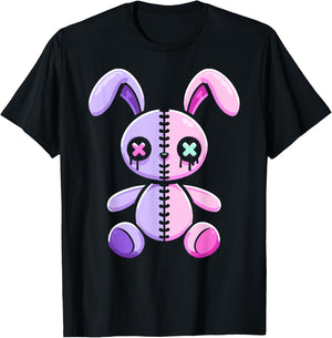 Pastel Goth Bunny Rabbit Cute Gothic Menhera Kawaii Pink Alt T-Shirt - T-Shirt | Black