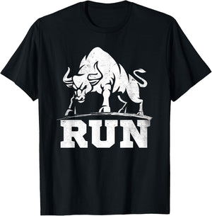 Running Bull Raging Bulls Run Bullfight Cowboys Lover Animal T-Shirt - T-Shirt | Black