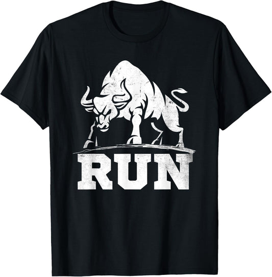 Running Bull Raging Bulls Run Bullfight Cowboys Lover Animal T-Shirt - T-Shirt | Black