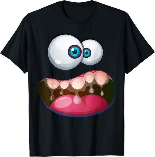 Cute Scary Monster Face Halloween Costume Kids Boys Girls T-Shirt - T-Shirt | Black