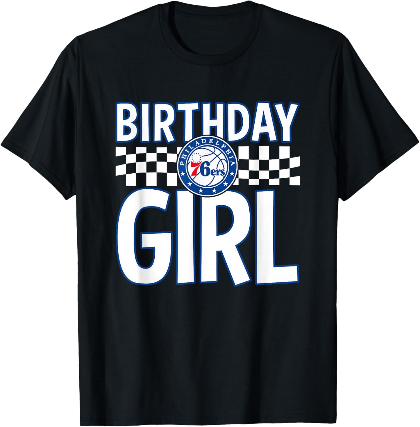 NBA Philadelphia 76ers Birthday Girl Checkered Logo T-Shirt - T-Shirt | Black
