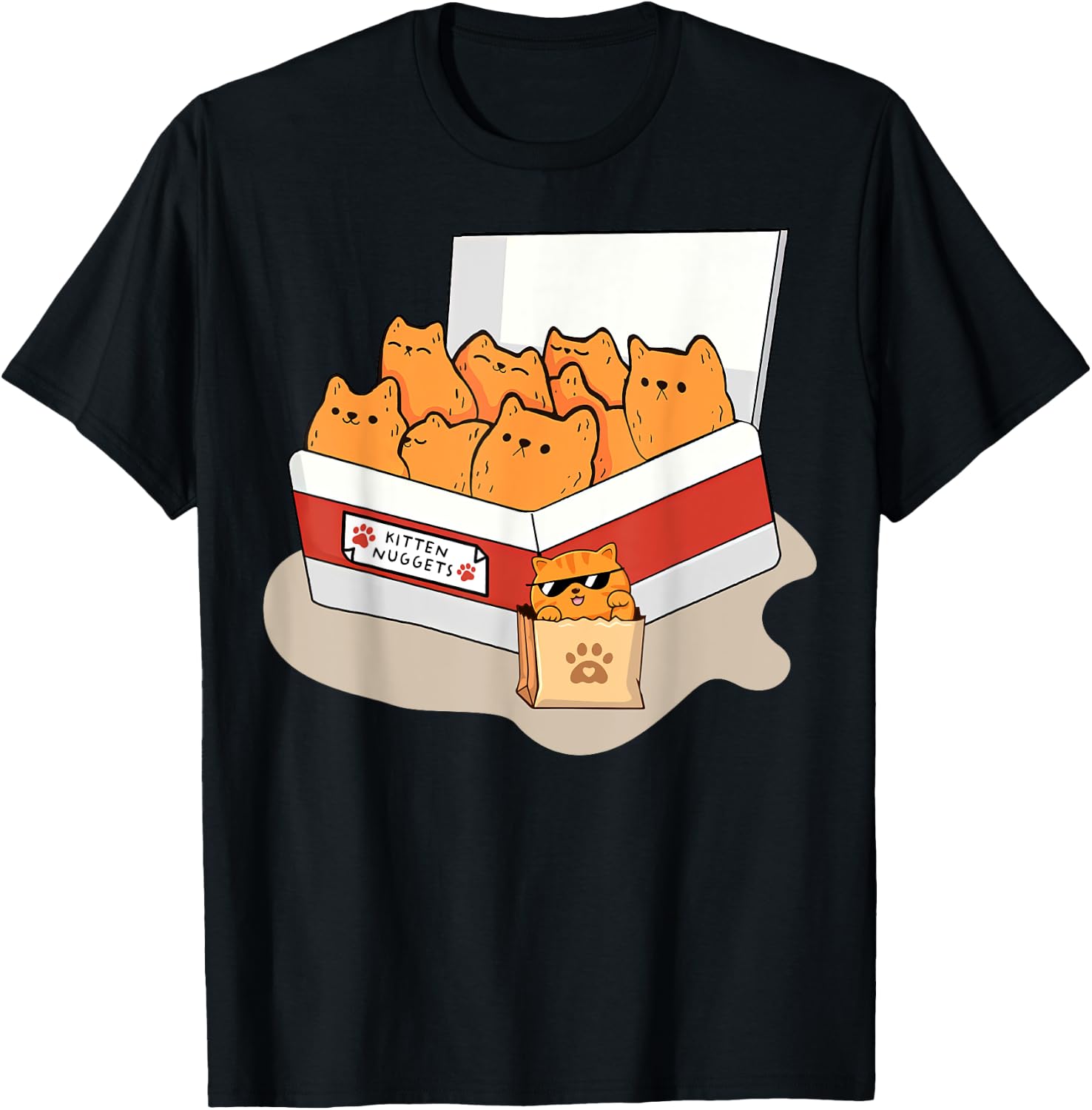 Kitten Nuggets Food Pun Gifts , Women, Kid, Cat Lover T-Shirt - T-Shirt | Black