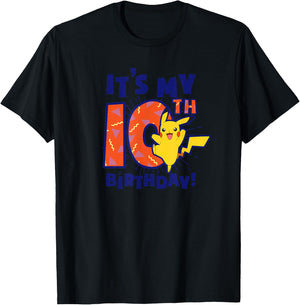 Pokémon Pikachu It's My 10th Birthday Awesome Celebration T-Shirt - T-Shirt | Black