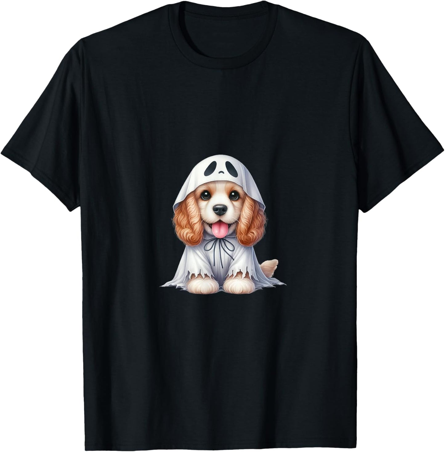 Funny Ghost American Cocker Spaniel Dog Lover Halloween T-Shirt - T-Shirt | Black