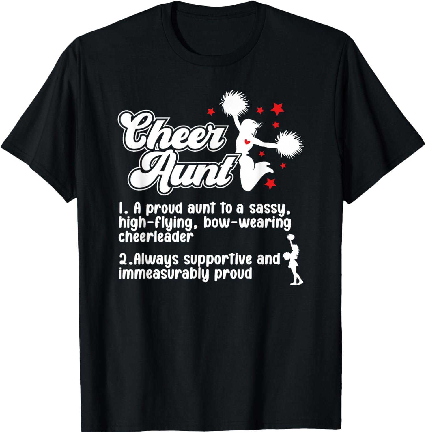Cheer Aunt Definition Cheerleading Aunt Cheerleader Auntie T-Shirt - T-Shirt | Black