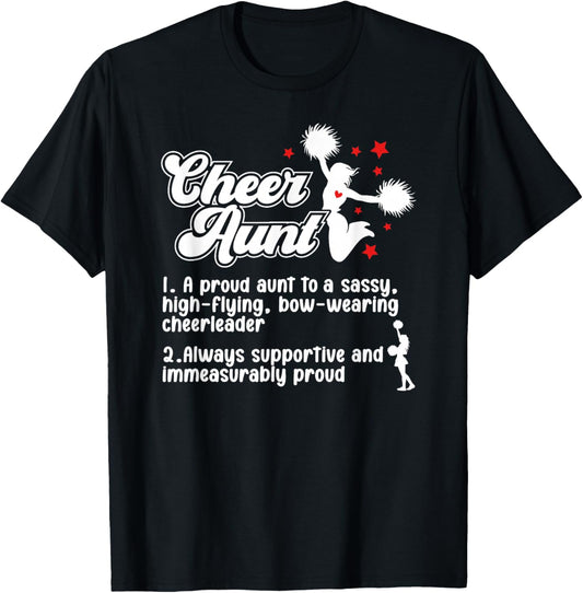 Cheer Aunt Definition Cheerleading Aunt Cheerleader Auntie T-Shirt - T-Shirt | Black