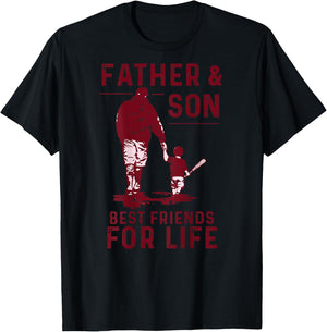 Father and Son Best Friends for life Baseball Player Dad Son T-Shirt - T-Shirt | Black