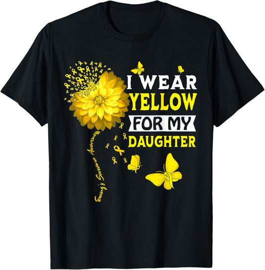 I Wear Yellow For My Daughter Ewing Sarcoma Cancer Awareness T-Shirt - T-Shirt | Black