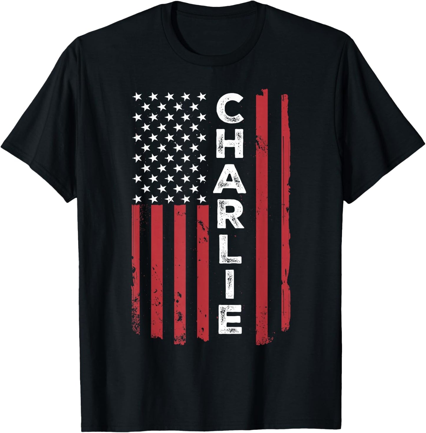 Charlie USA Flag American Flag Patriotic T-Shirt - T-Shirt | Black