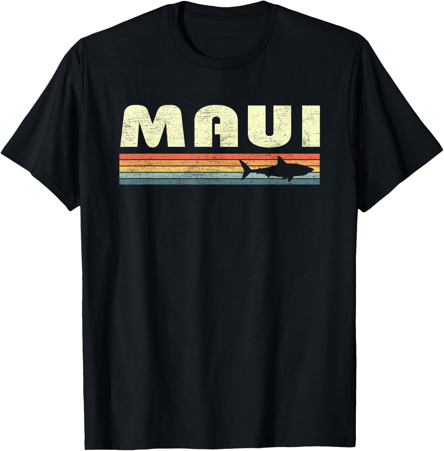 Maui Hawaii Vintage Shark Souvenir Retro Graphic Kids T-Shirt - T-Shirt | Black