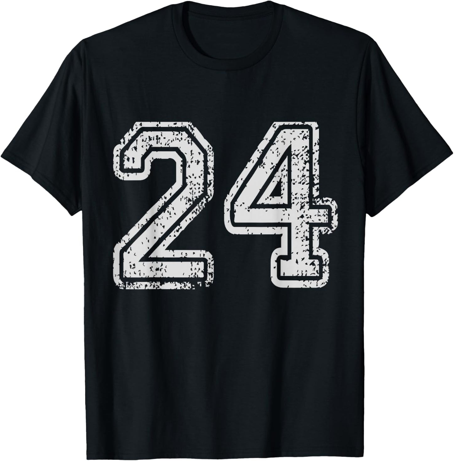 Team Jersey Uniforms Number 24 School Sports 24th Birthday T-Shirt - T-Shirt | Black