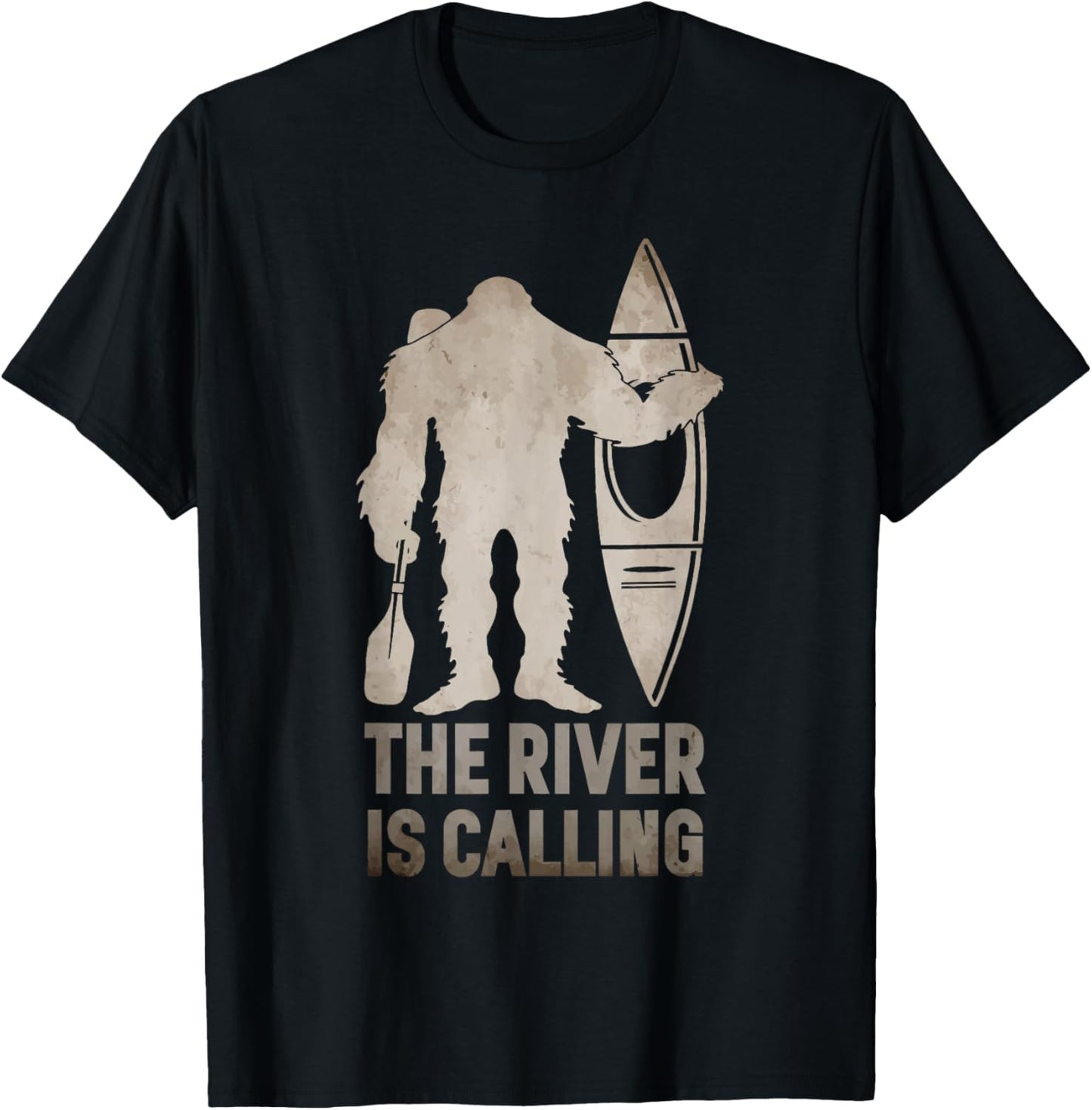 Bigfoot River Kayak | Sasquatch Camping Canoe Gift T-Shirt - T-Shirt | Black