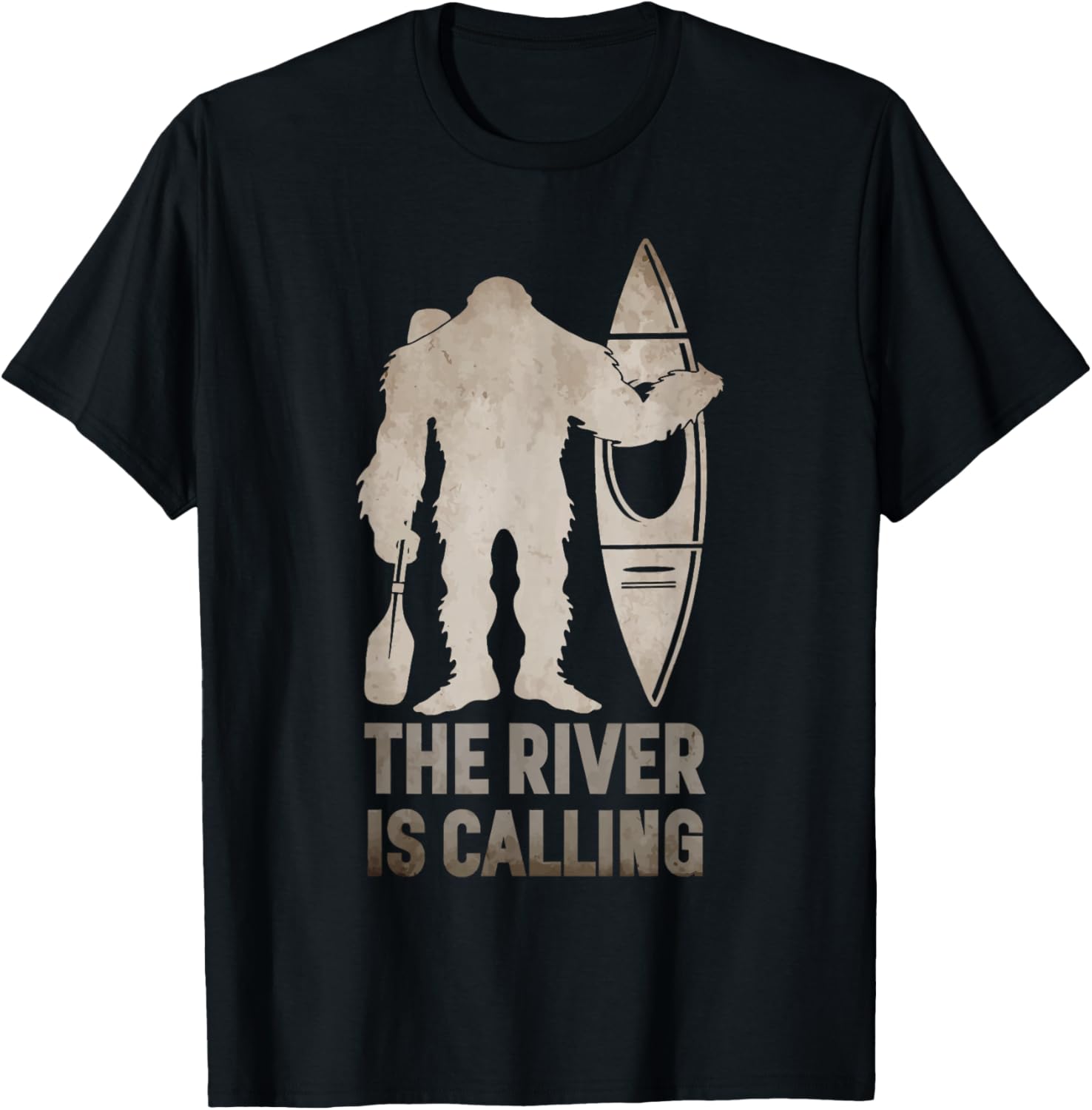 Bigfoot River Kayak | Sasquatch Camping Canoe Gift T-Shirt - T-Shirt | Black
