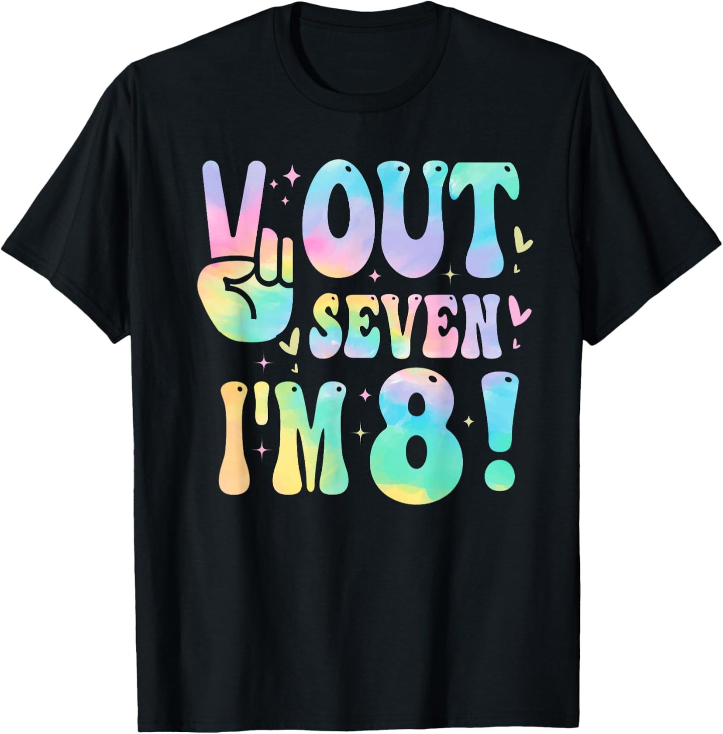 Peace Out Seven I'm 8 Year Old Girl 8th Birthday Tie Dye T-Shirt - T-Shirt | Black
