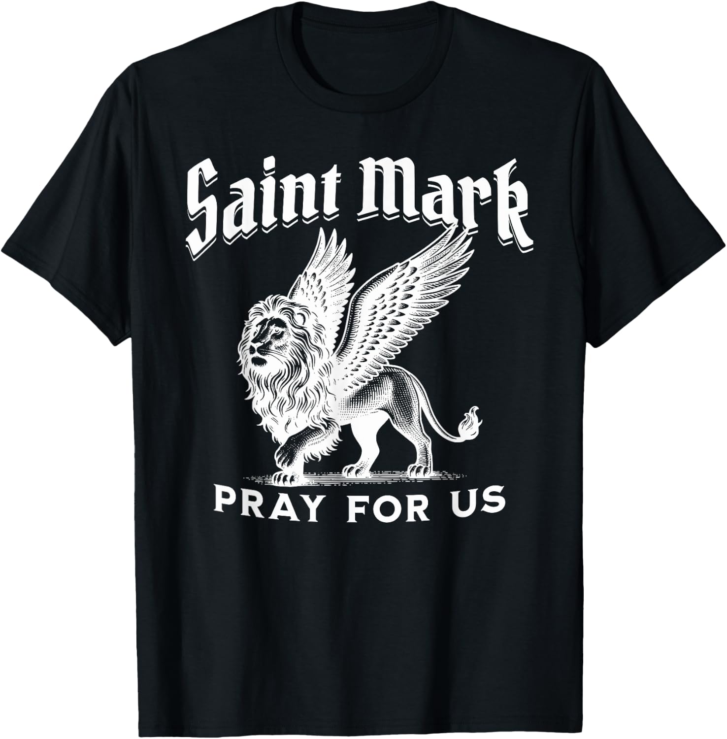 St Mark the Evangelist Apostle Lion Symbol Catholic Saint T-Shirt - T-Shirt | Black