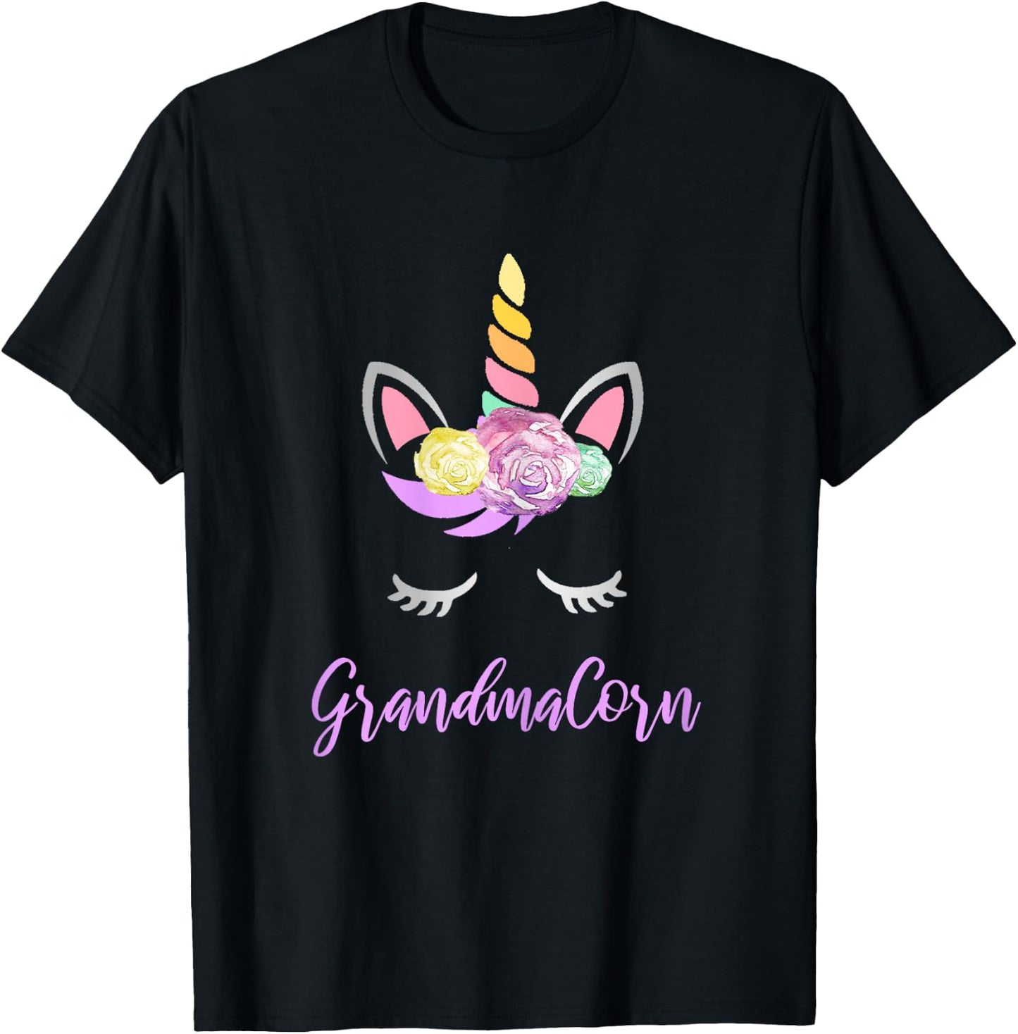 Grandmacorn Unicorn Grandma of the Birthday Girl T-Shirt - T-Shirt | Black